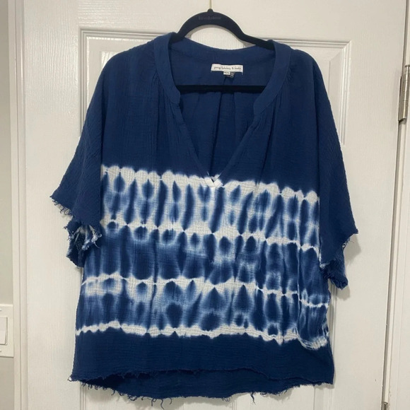 Young Fabulous and Broke Raw Hem Cotton Tye Dye Top in M/L - Picture 1 of 5
